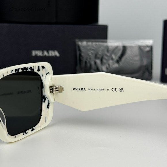 NEW Prada PR08YS 02V5S0 White Havana Black Gray Cat Eye Unisex Sunglasses - Picture 7 of 13